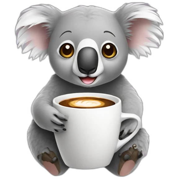 Koala with a cup of coffee emoji