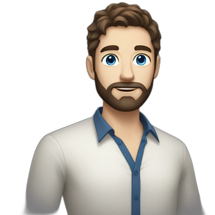 Handsome white man with Blue eyes brown hair and black beard  emoji