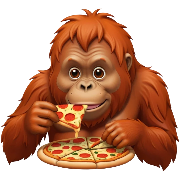 Orangutan eating a pizza  emoji