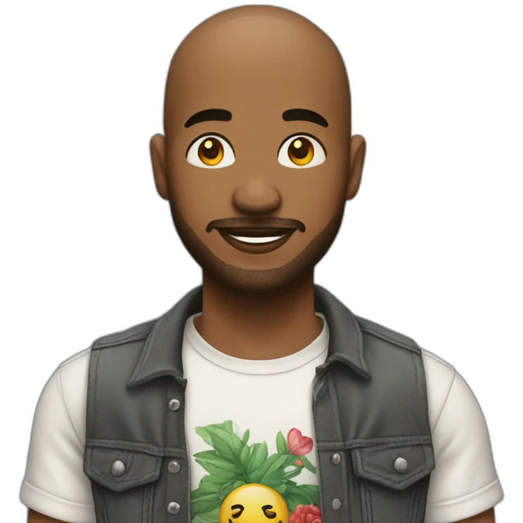 Personne sans cheveux avec plein de tatouages emoji