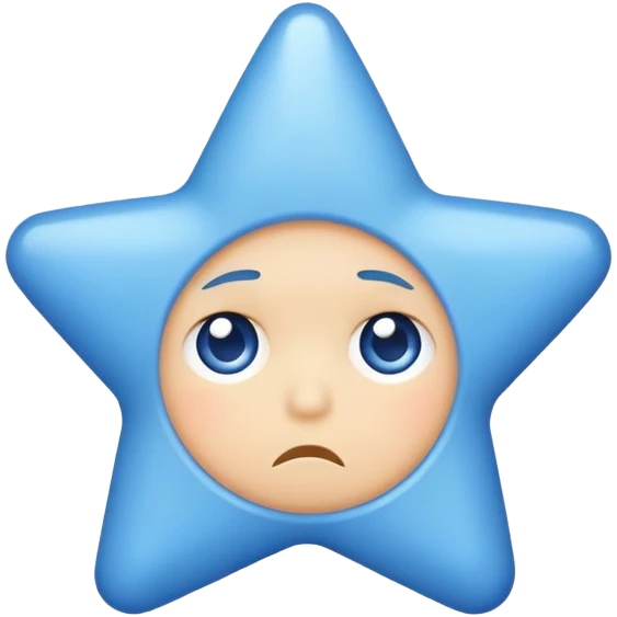 little blue star with depressed emoji