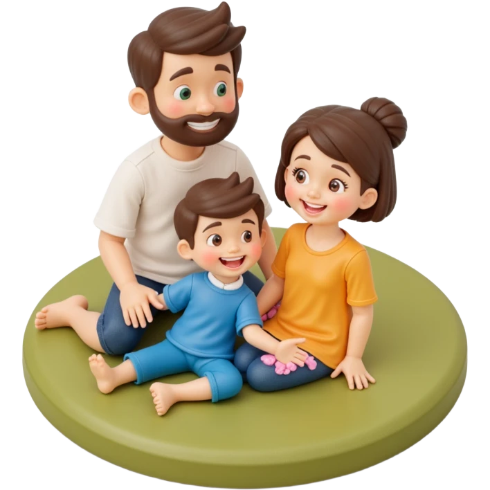 2d flat front view of a family of 3, dad, mom, child front center emoji