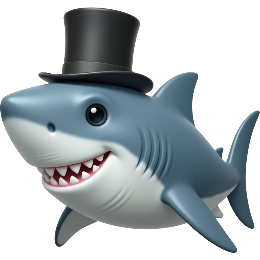 Shark with a top hat emoji