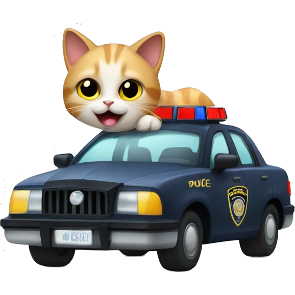 cat in police car viwuviwu emoji