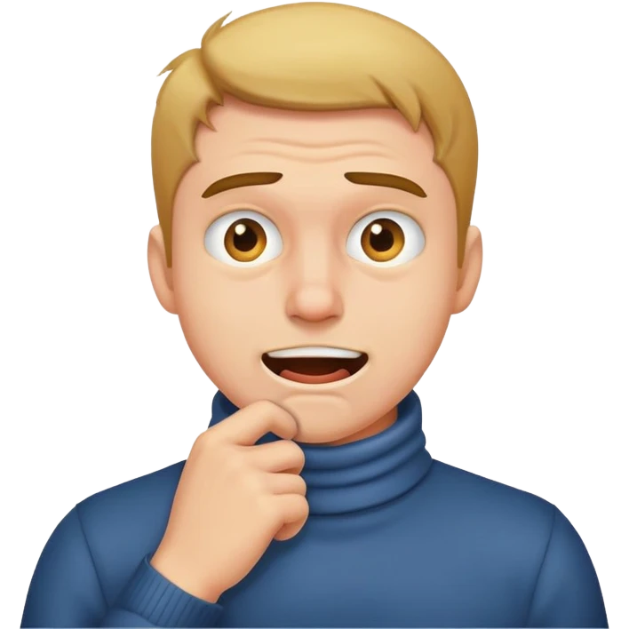 apple style, guy tugging collar, grimacing face emoji