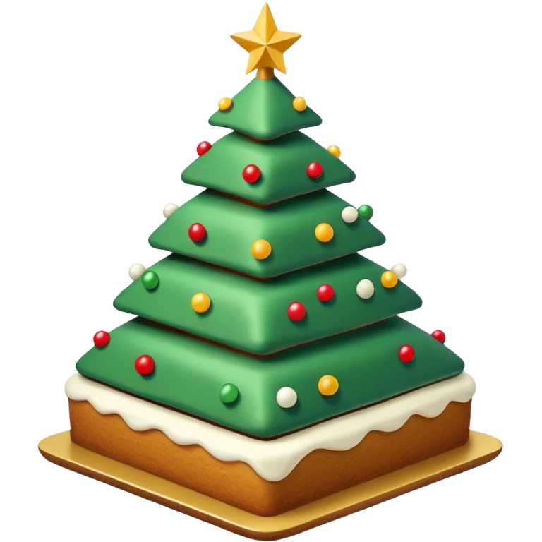 flat cake that looks like christmas tree, it is whole layered with white cream and has sharp corners emoji