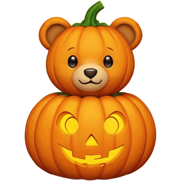 Teddy bear in a pumpkin emoji