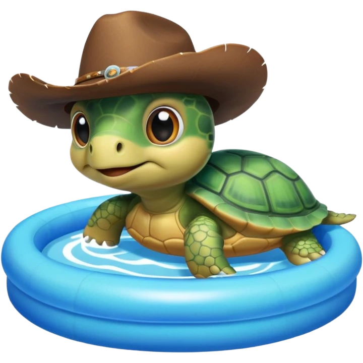 Cute blow up pool turtle with a cowboy hat emoji