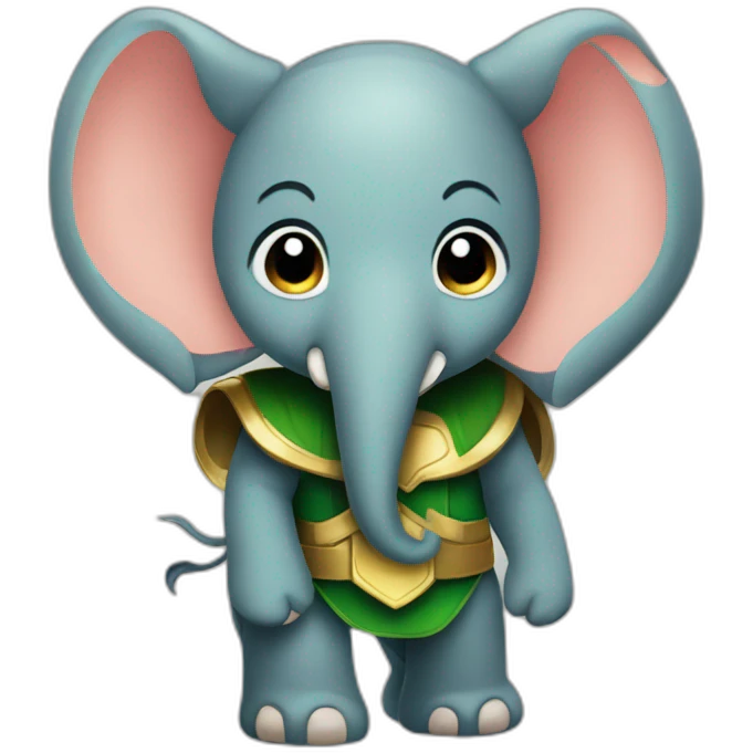 Elephant in Loki costume with horns marvel detail emoji