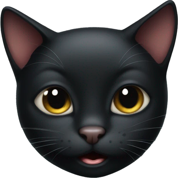 Blushing silly black cat emoji