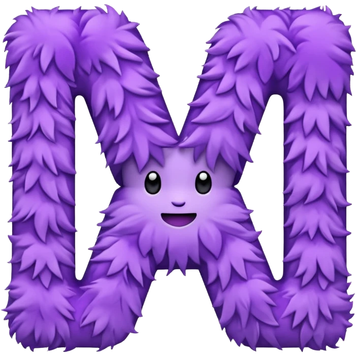 The fluffy letter M is purple in color emoji