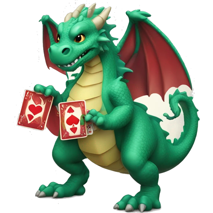 A dragon holding a hand of playing cards only card backs visible,  emoji