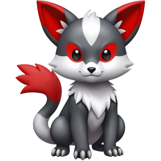 Cute cool black red white grey animal hybrid Fakemon full body emoji