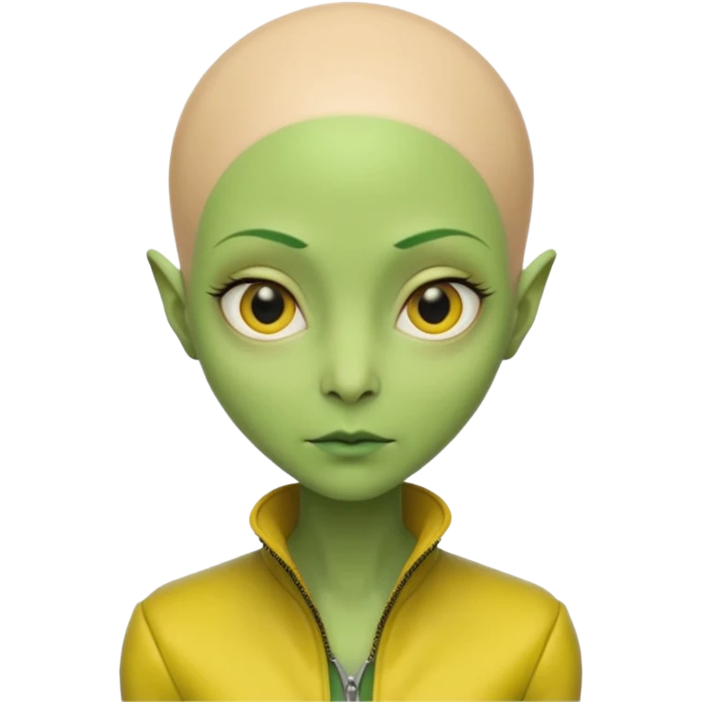 Lady Alien with yellow jacket, Half body, no hair. emoji