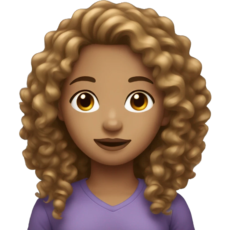 light skin girl with long brown curly hair emoji