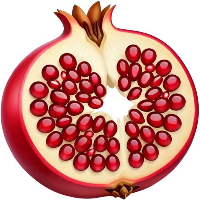 cut-open pomegranate showing the shiny, ruby-red seeds inside emoji