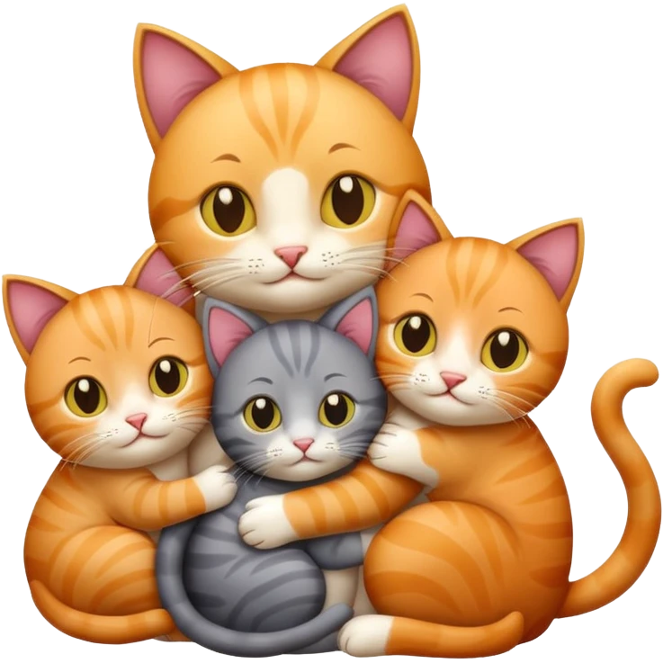 mama cat hugging her three kittens emoji