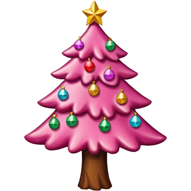 Crea un arbol de navidad en color rosa que parezca de caramelo Agrega luces navideñas emoji