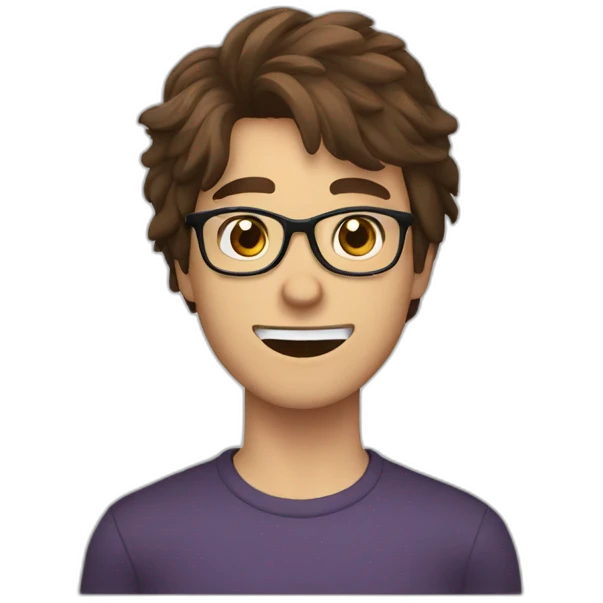 brown haired young men with glasses violently throwing grape emoji