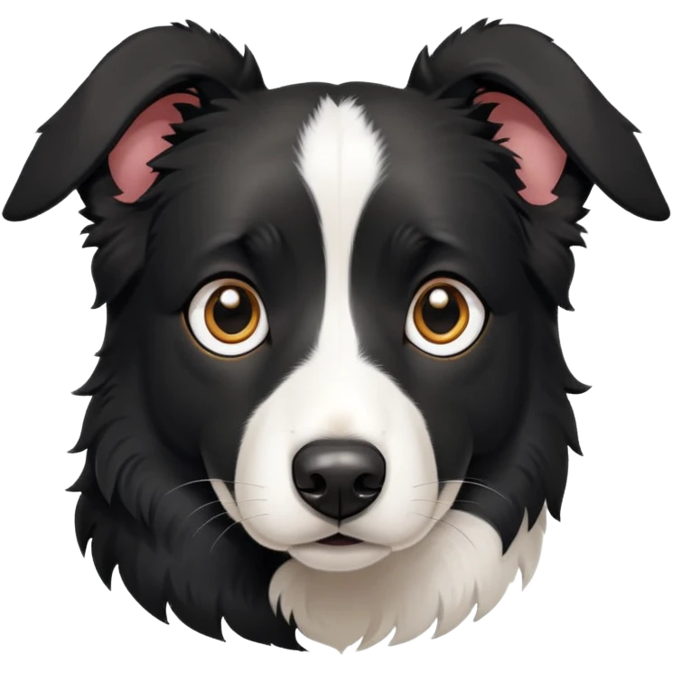 all black border collie with downturn ears  emoji