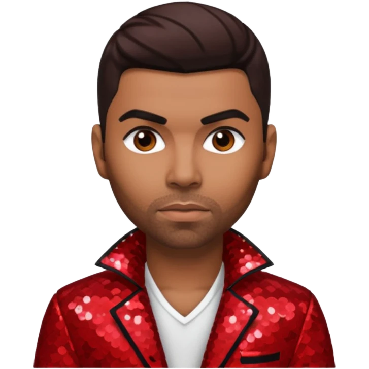 Ginuwine with dark brown hair, red sequin outfit emoji