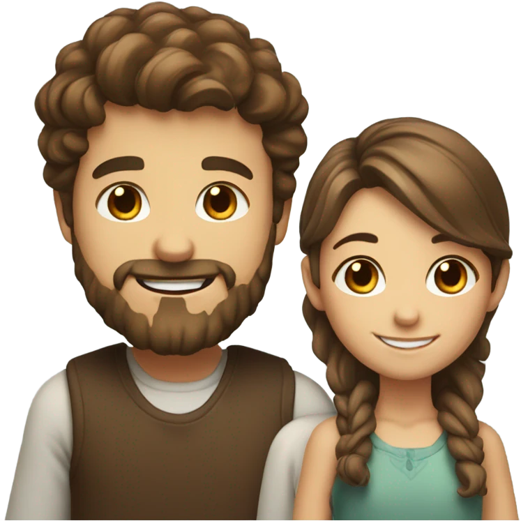 smiling boy with beard and smiling girl with brown hair portrait emoji