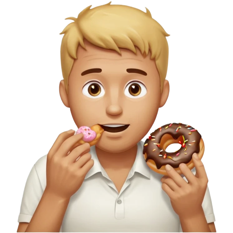 A man messily eating a filled donut, the donut is filled with Boston cream and it’s making a mess everywhere emoji