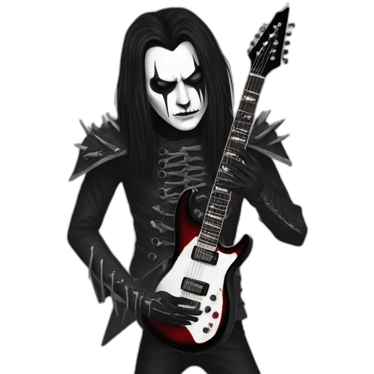 Black metal guitarist with corpse paint playing an electric guitar emoji
