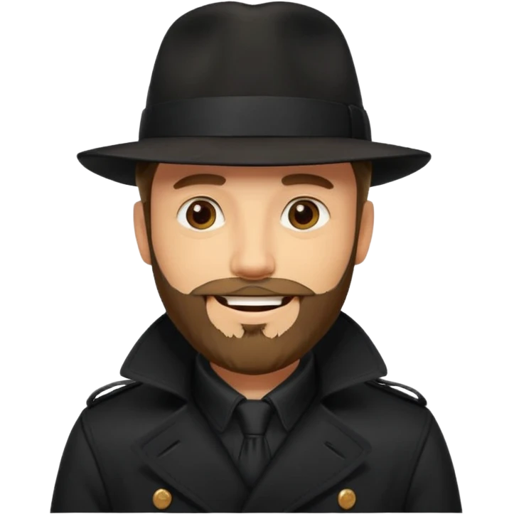 bearded man in black in black trenchcoat  emoji