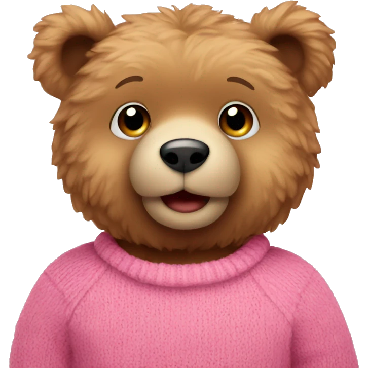 cute little teddy bear wearing pink sweater emoji