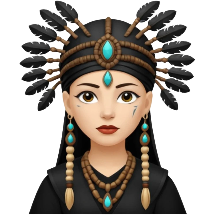 white shaman woman black clothes black accesories  emoji