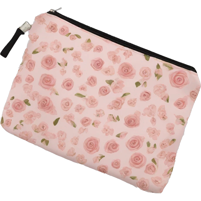 light pink floral makeup bag  emoji