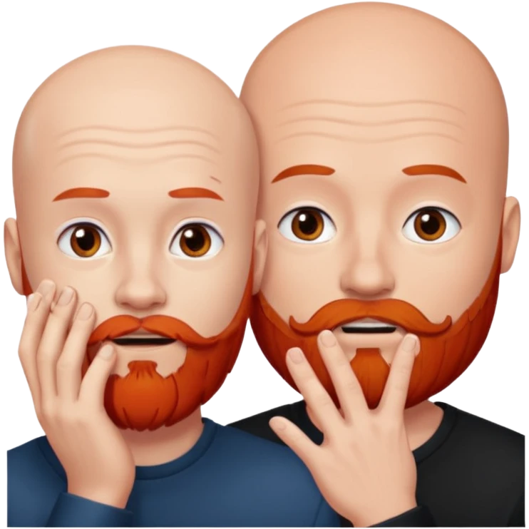 White Bald man with red beard touching face white girl black hair  emoji