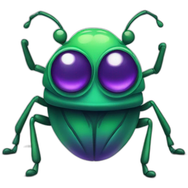 bug with green purple color big eyes  emoji