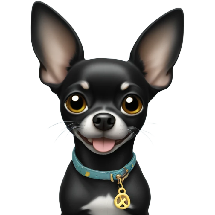 Black Chihuahua giving peace sign emoji