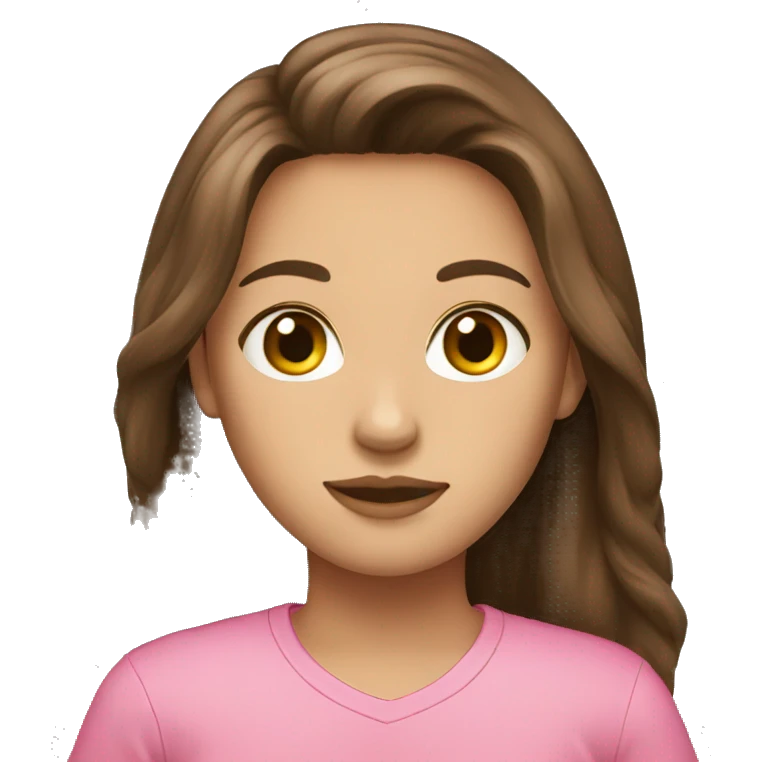 brunette long hair pink shirt emoji