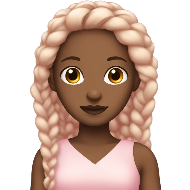Black girl with braids wearing a light pink dress emoji