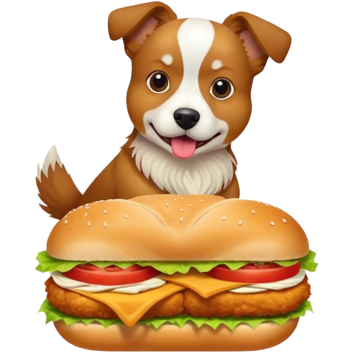 A dog eating a chicken sandwich  emoji