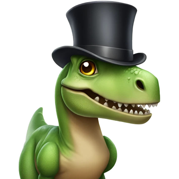 Dinosaur wearing top hat emoji