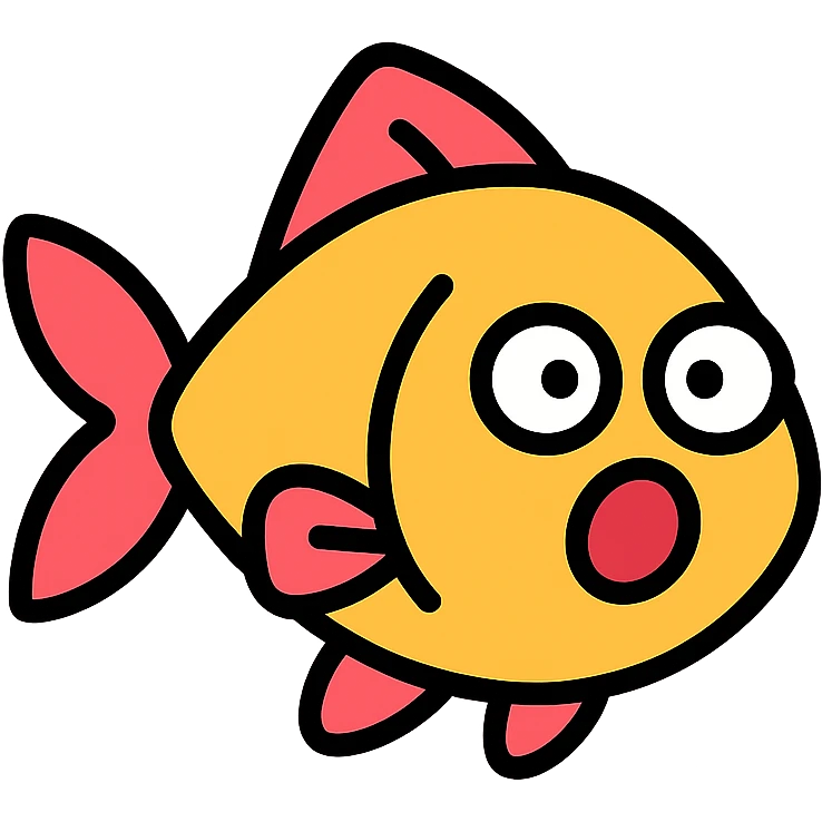 surprised fish icon with color outline emoji