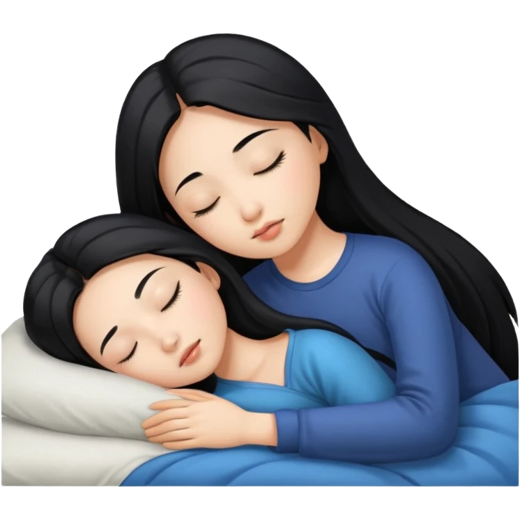 Beautiful Asian girl with long black hair sleeping emoji