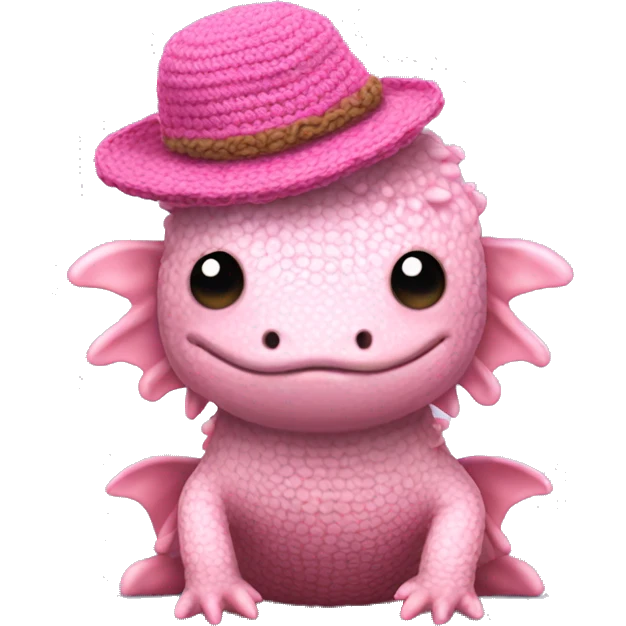 pink crochetteaxolotl with hat  emoji