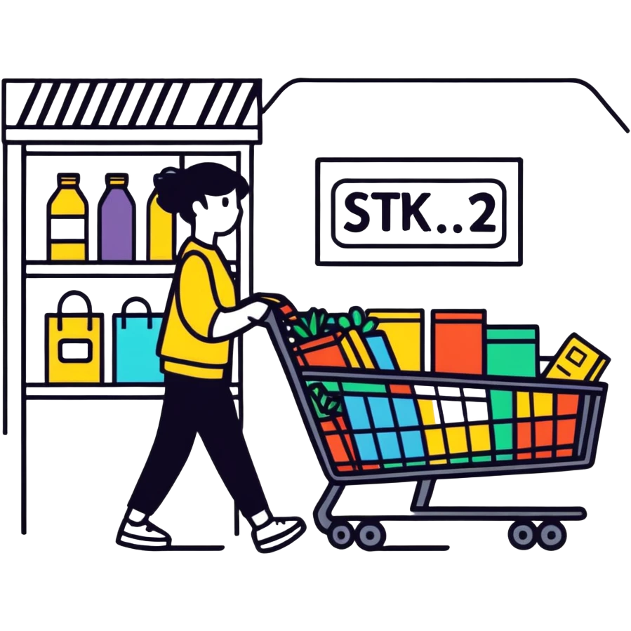 person shopping, cartoonish sticker style emoji