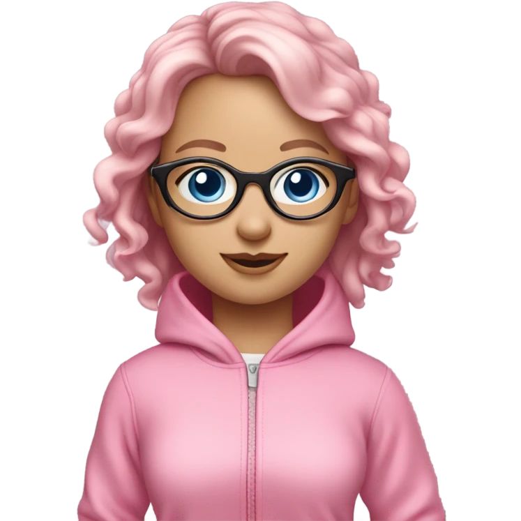 dancing-white-girl-blue-eyes-wearing-glasses-
pink-oversize-tracksuit emoji