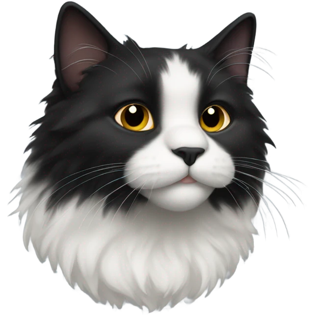 fluffy black cat with white spot on nose emoji