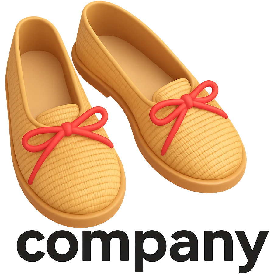 3D emoji style emoji of straw shoes with text "company" emoji