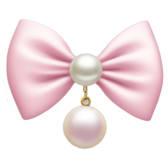 Light pink bow with a charm pearl emoji