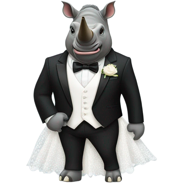 Rhino in a tux and cheetah in a wedding dress emoji