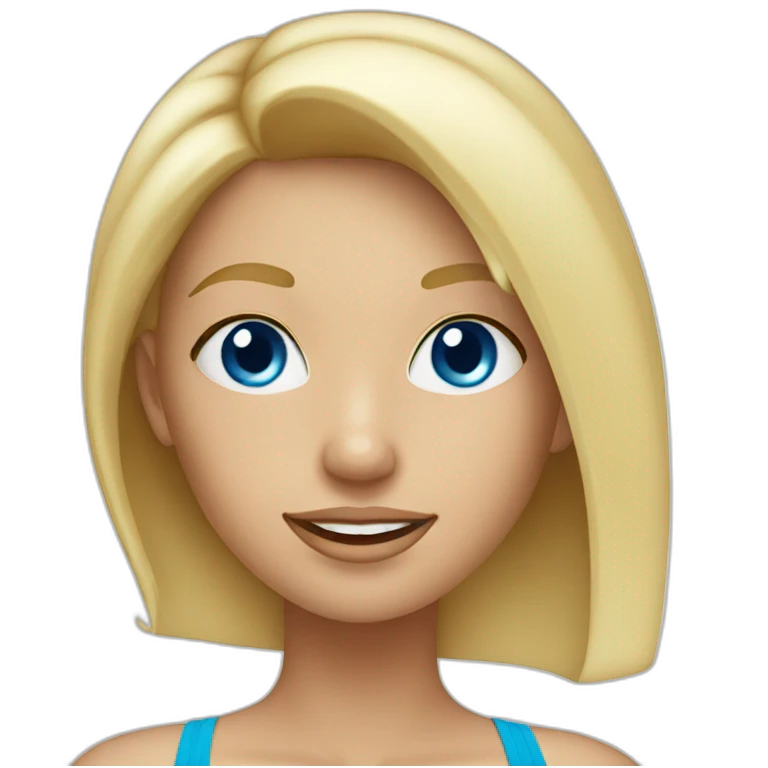 Blonde girl in bikini blue eyes emoji