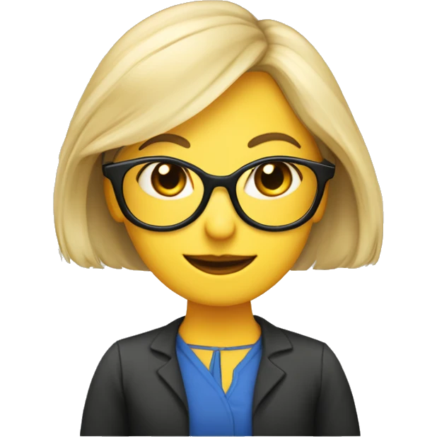Profesora rubia con gafas y flequillo de matemáticas  emoji